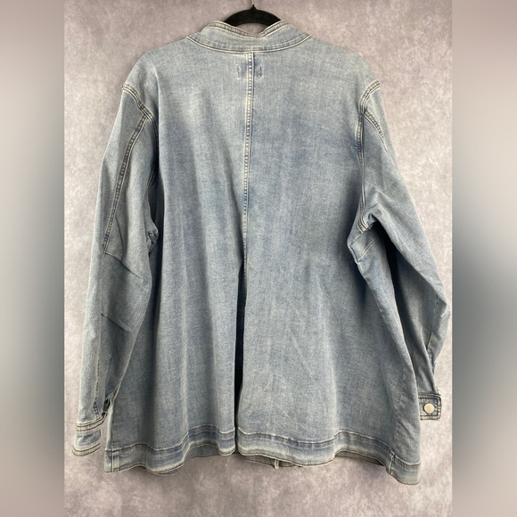 LOGO women's size 26W light wash blue jean denim mock neck zip up jacket QVC - Picture 5 of 8